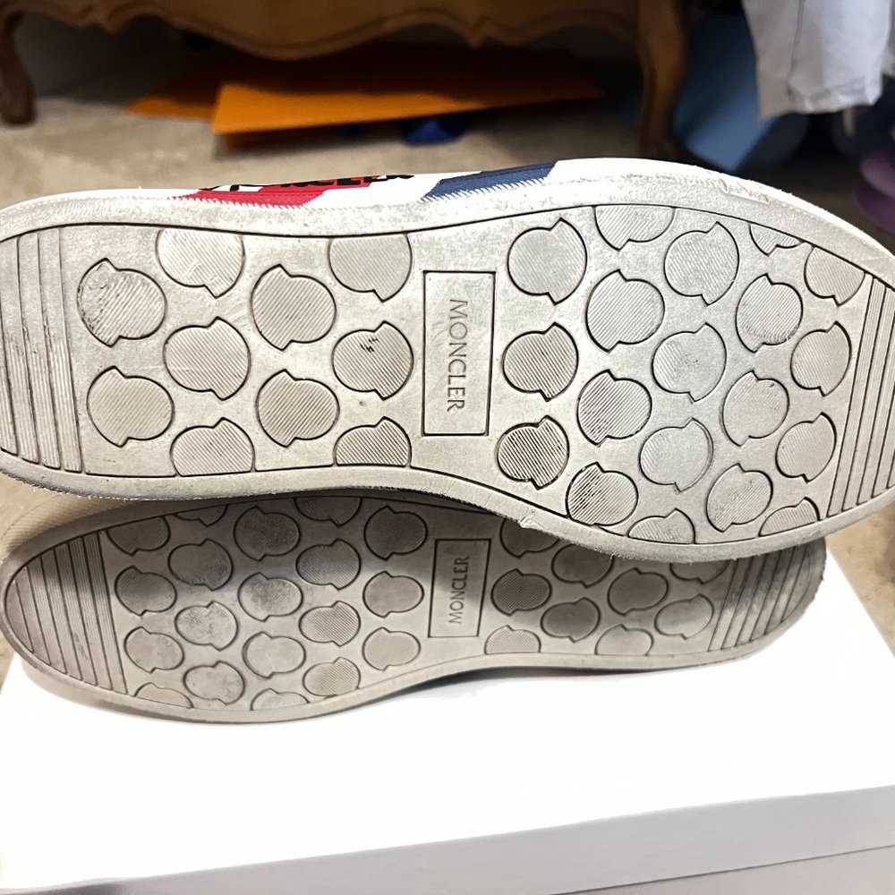 $795 Authentic MONCLER Made in Romania Men's White Leather Low Trainers Sz.43.5 - Picture 8 of 16